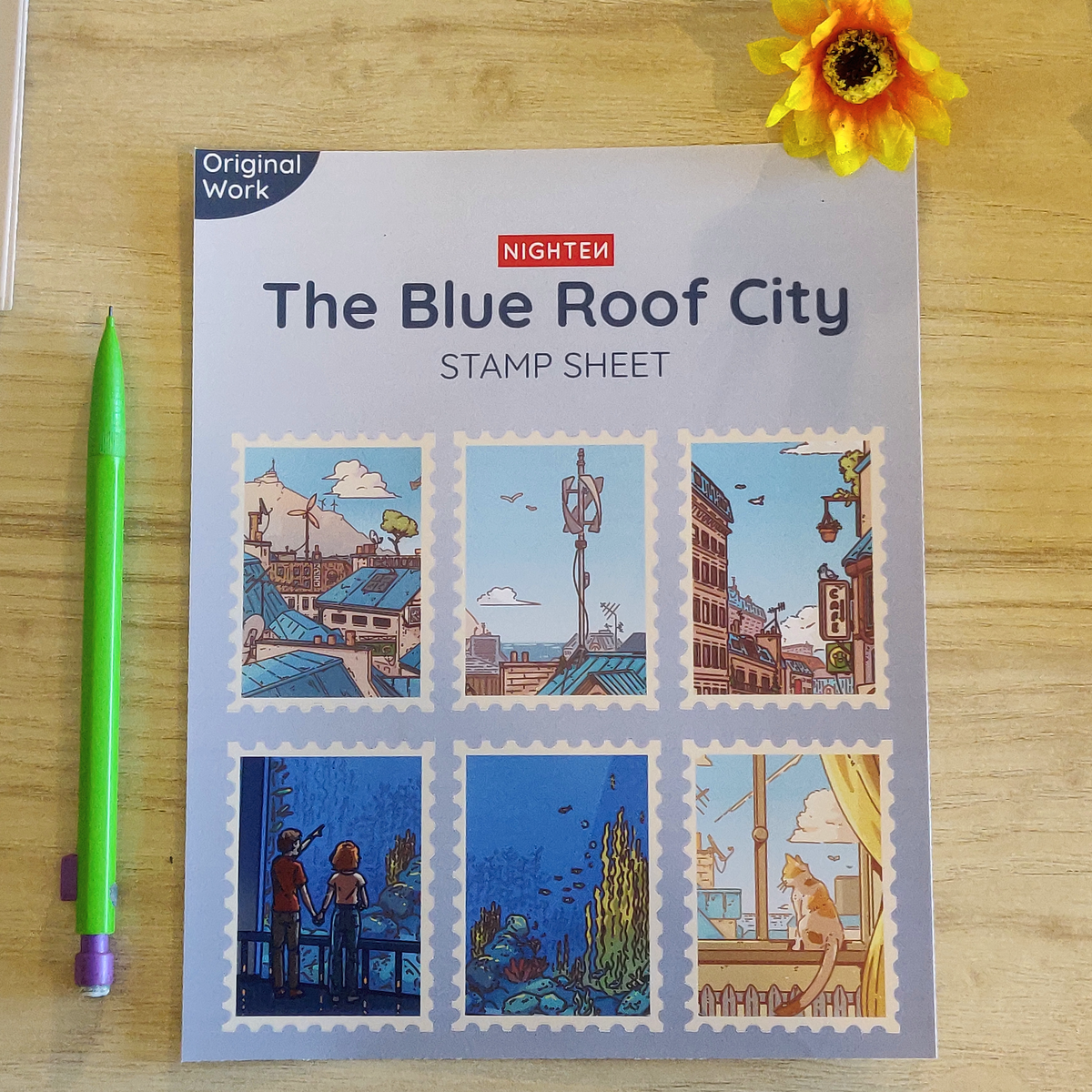 Blue Roof City - x6 Sticker Stamp Sheet