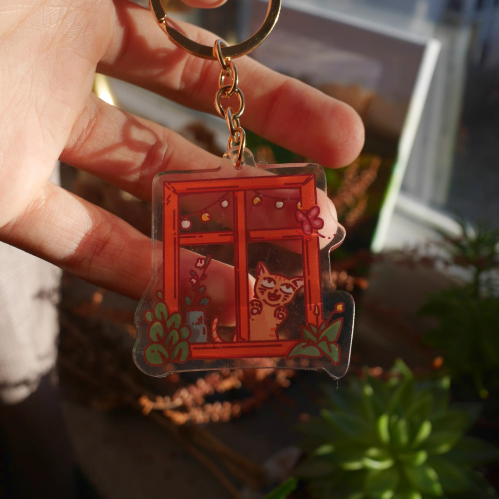 Cat Window A - Acrylic Keychain