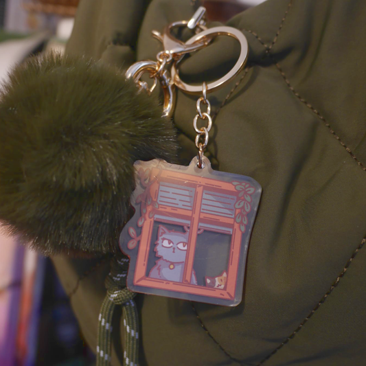 Cat Window B - Acrylic Keychain