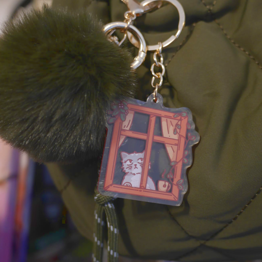 Cat Window C - Acrylic Keychain
