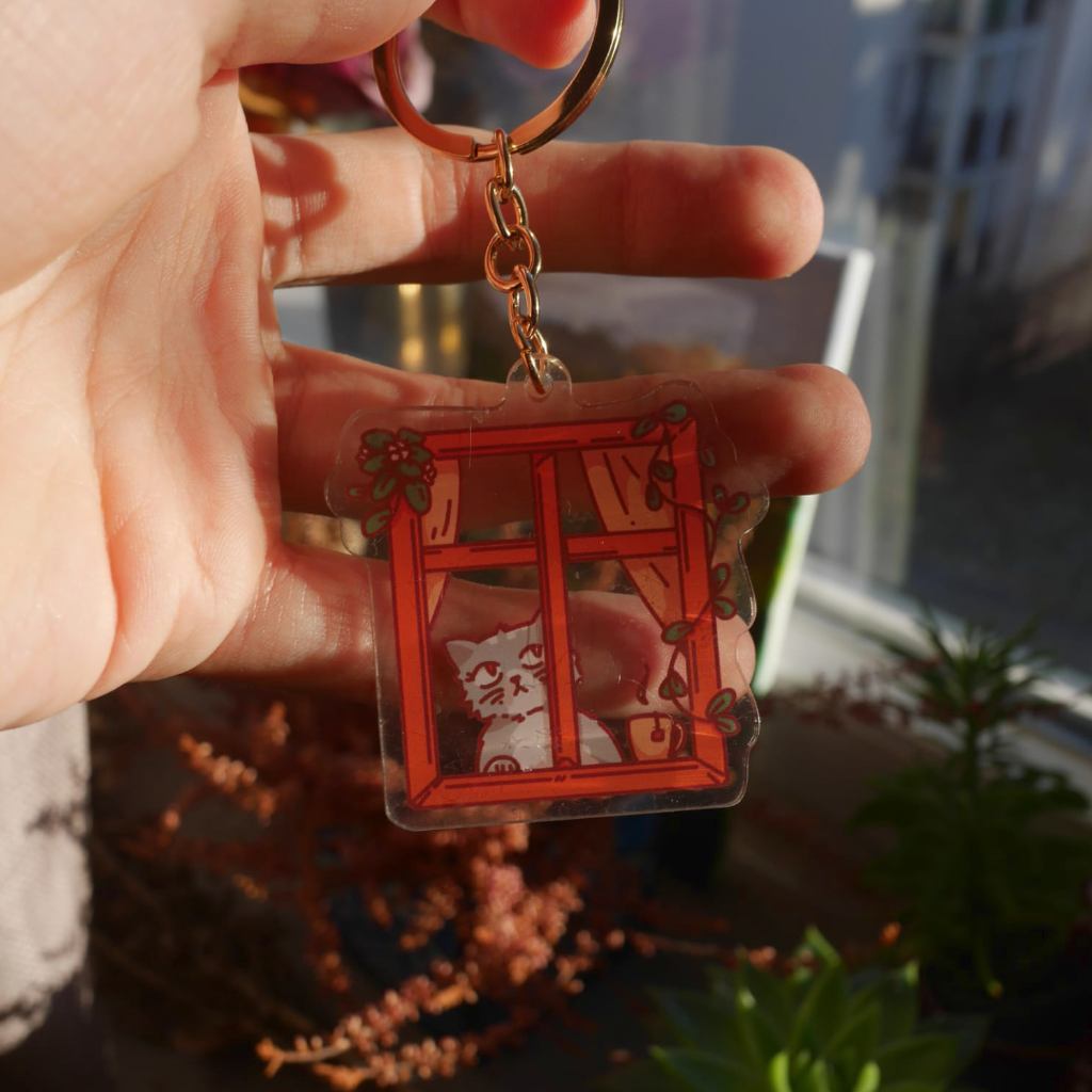 Cat Window C - Acrylic Keychain