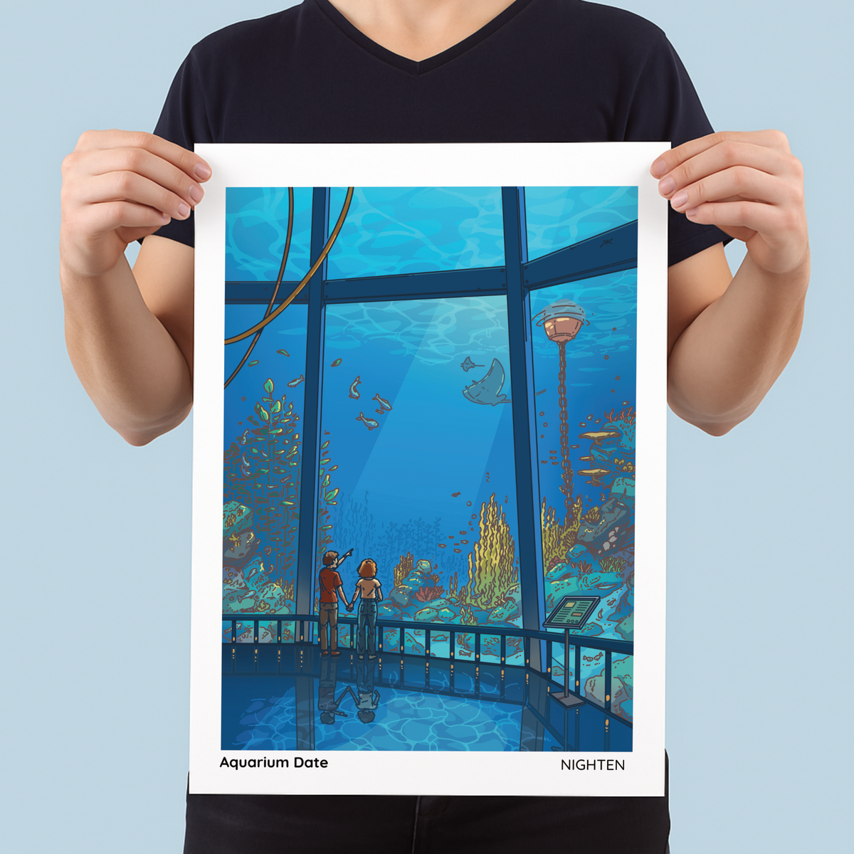 Aquarium Date - Serene Art Print