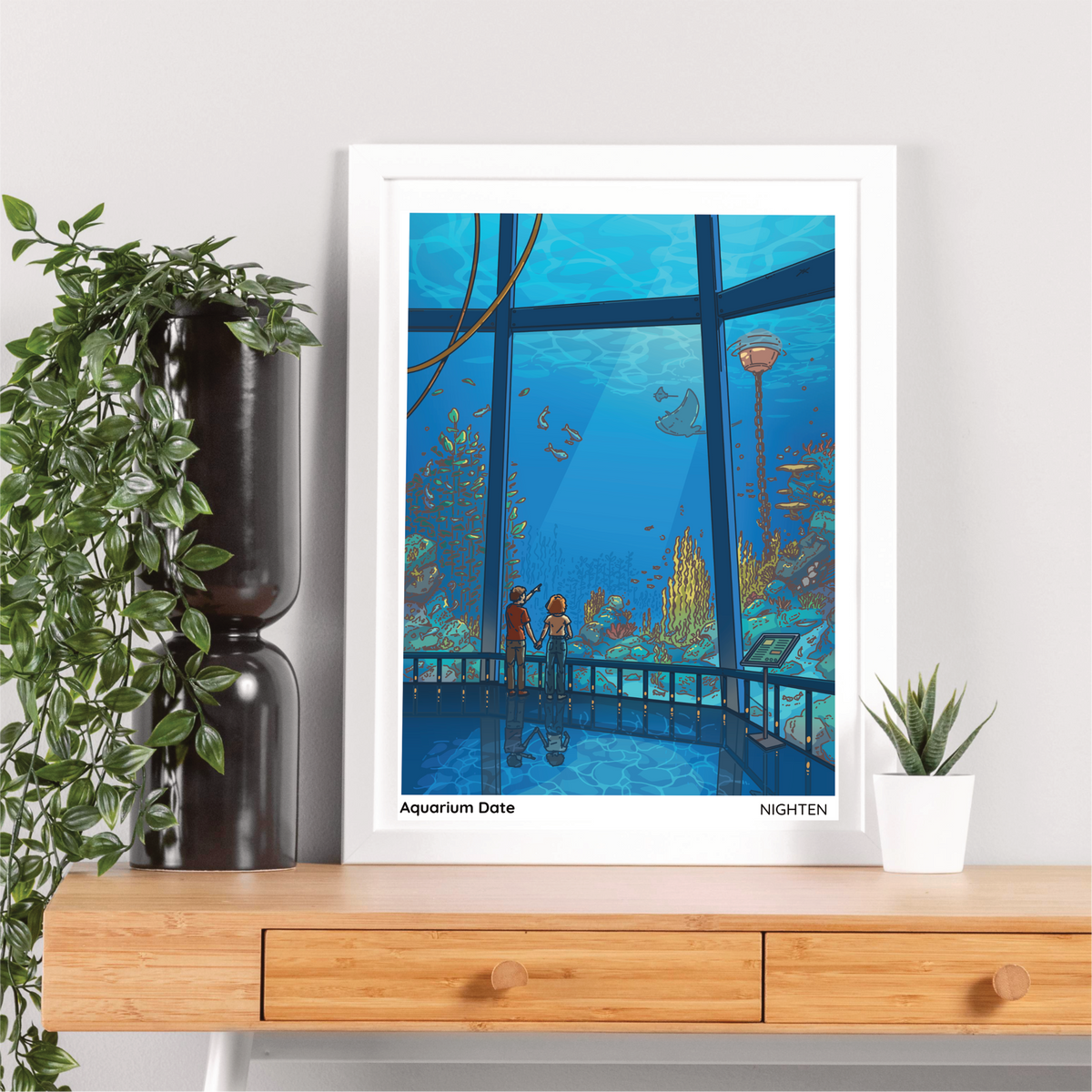 Aquarium Date - Serene Art Print
