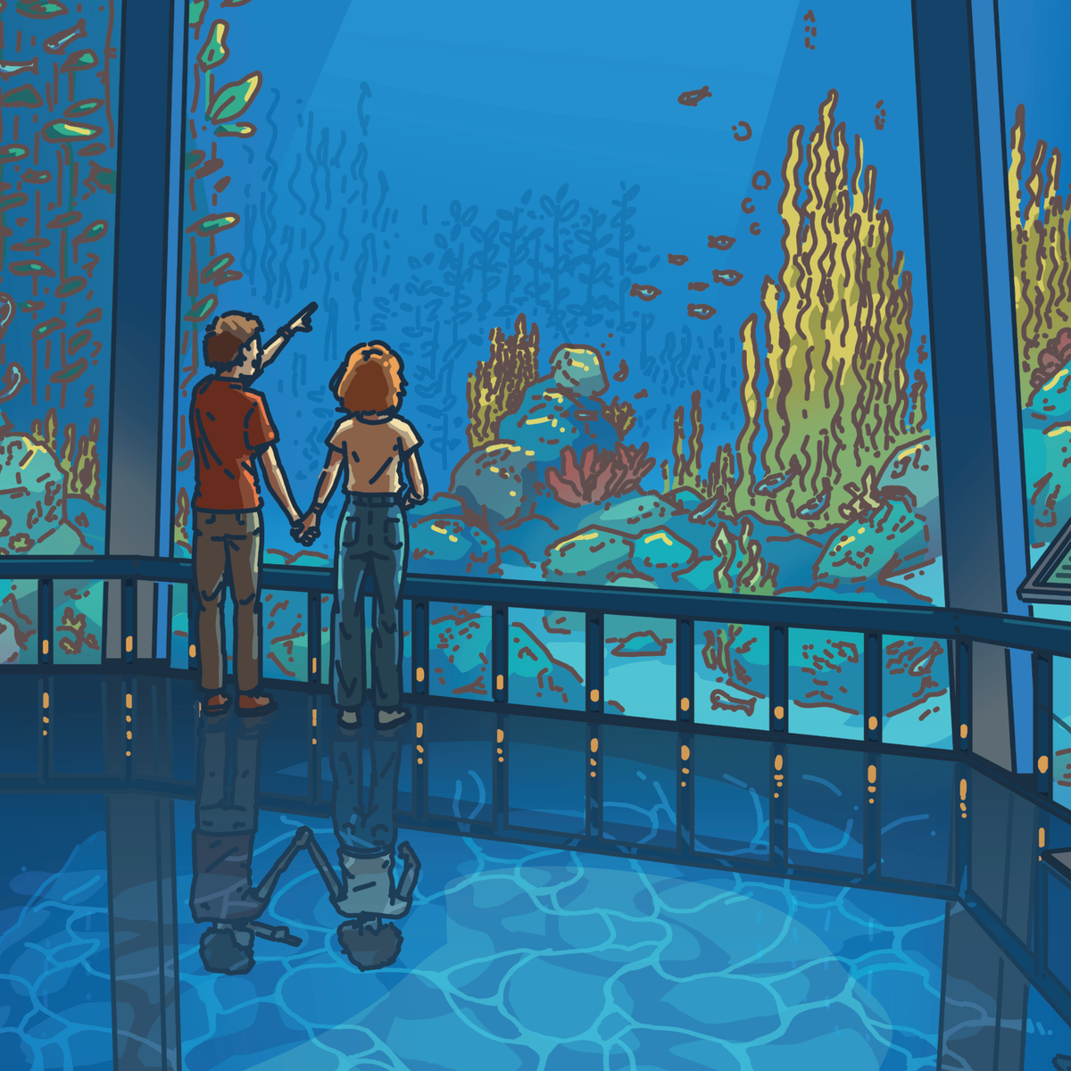 Aquarium Date - Serene Art Print