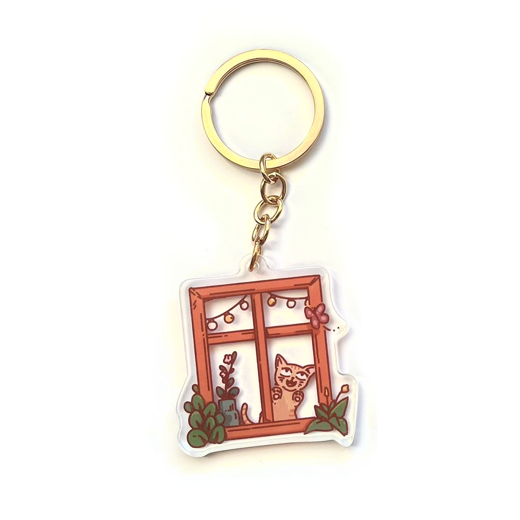 Cat Window A - Acrylic Keychain