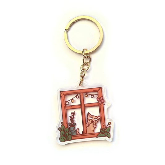 Cat Window A - Acrylic Keychain