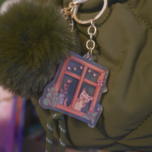 Cat Window A - Acrylic Keychain