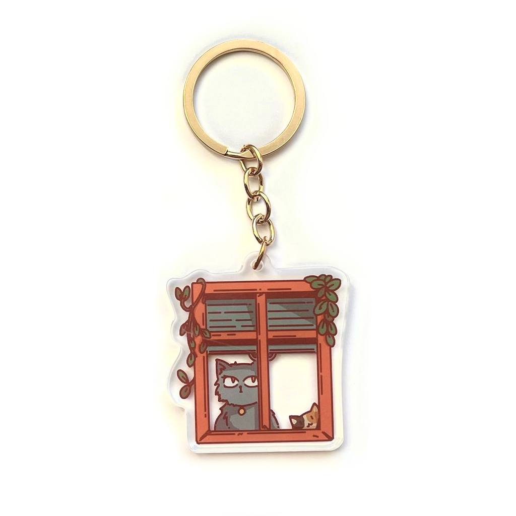 Cat Window B - Acrylic Keychain