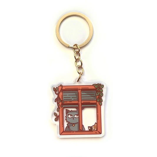 Cat Window B - Acrylic Keychain