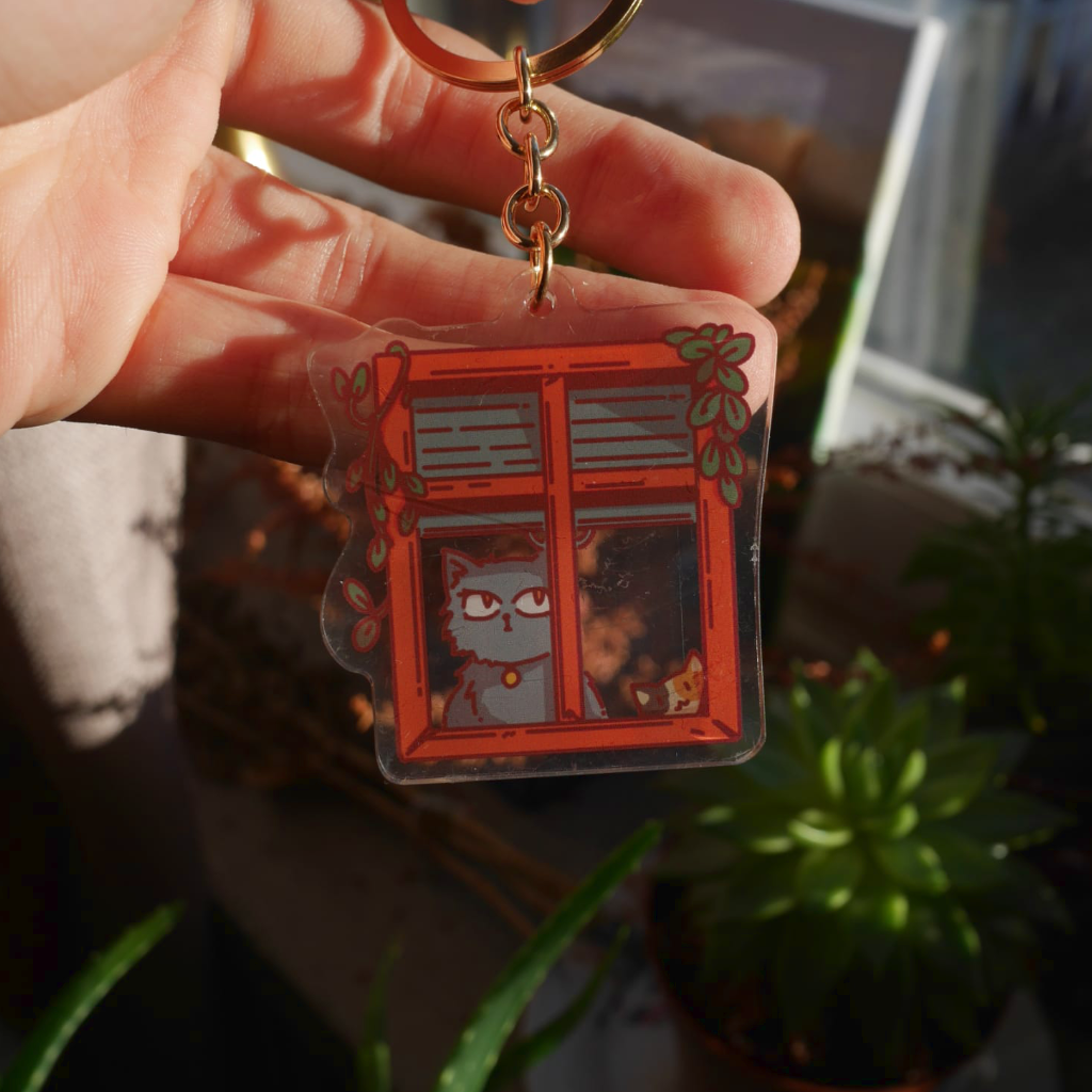 Cat Window B - Acrylic Keychain