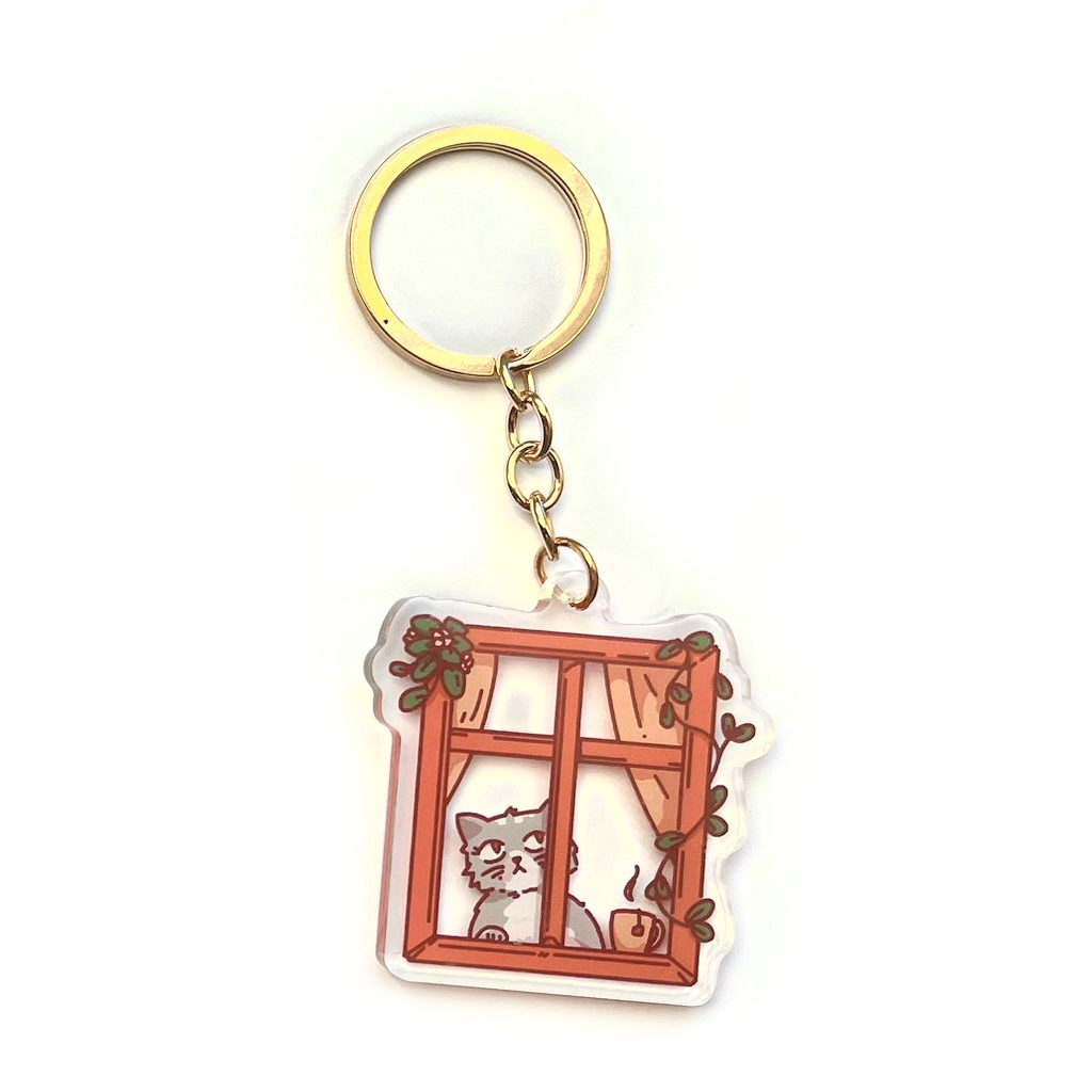 Cat Window C - Acrylic Keychain