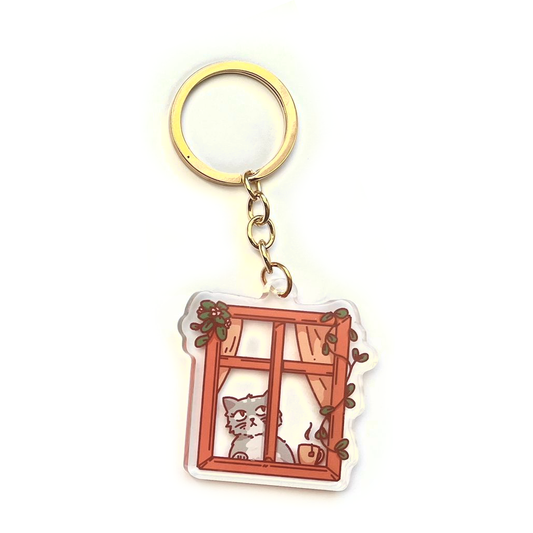 Cat Window C - Acrylic Keychain