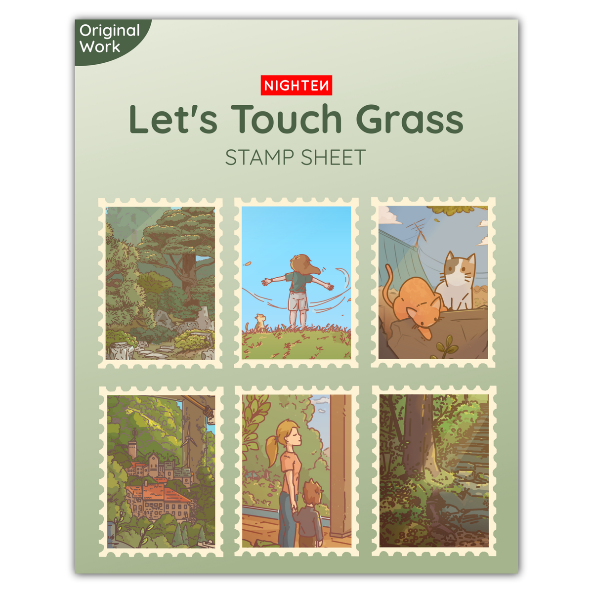 Let's Touch Grass - x6 Sticker Stamp Sheet