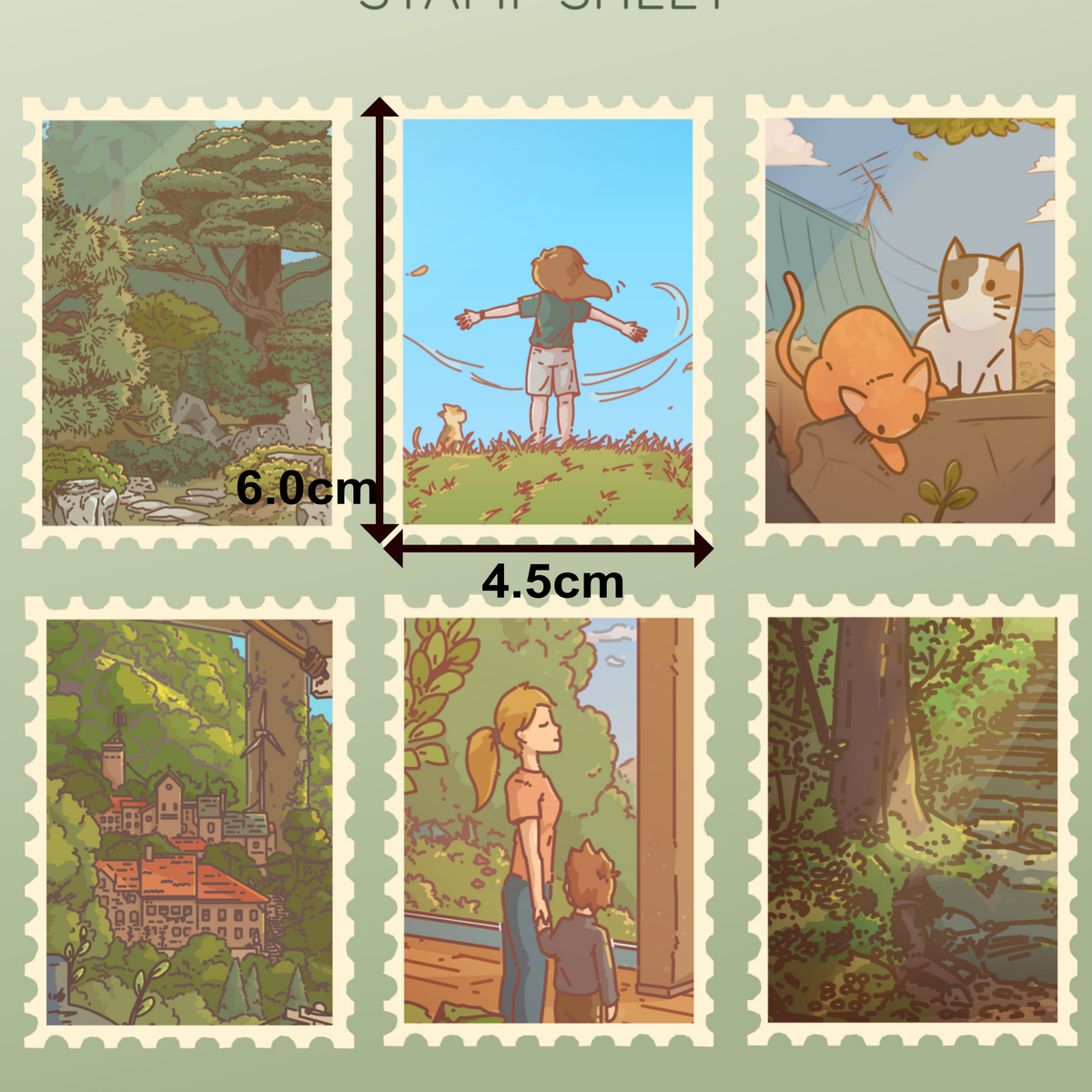 Let's Touch Grass - x6 Sticker Stamp Sheet