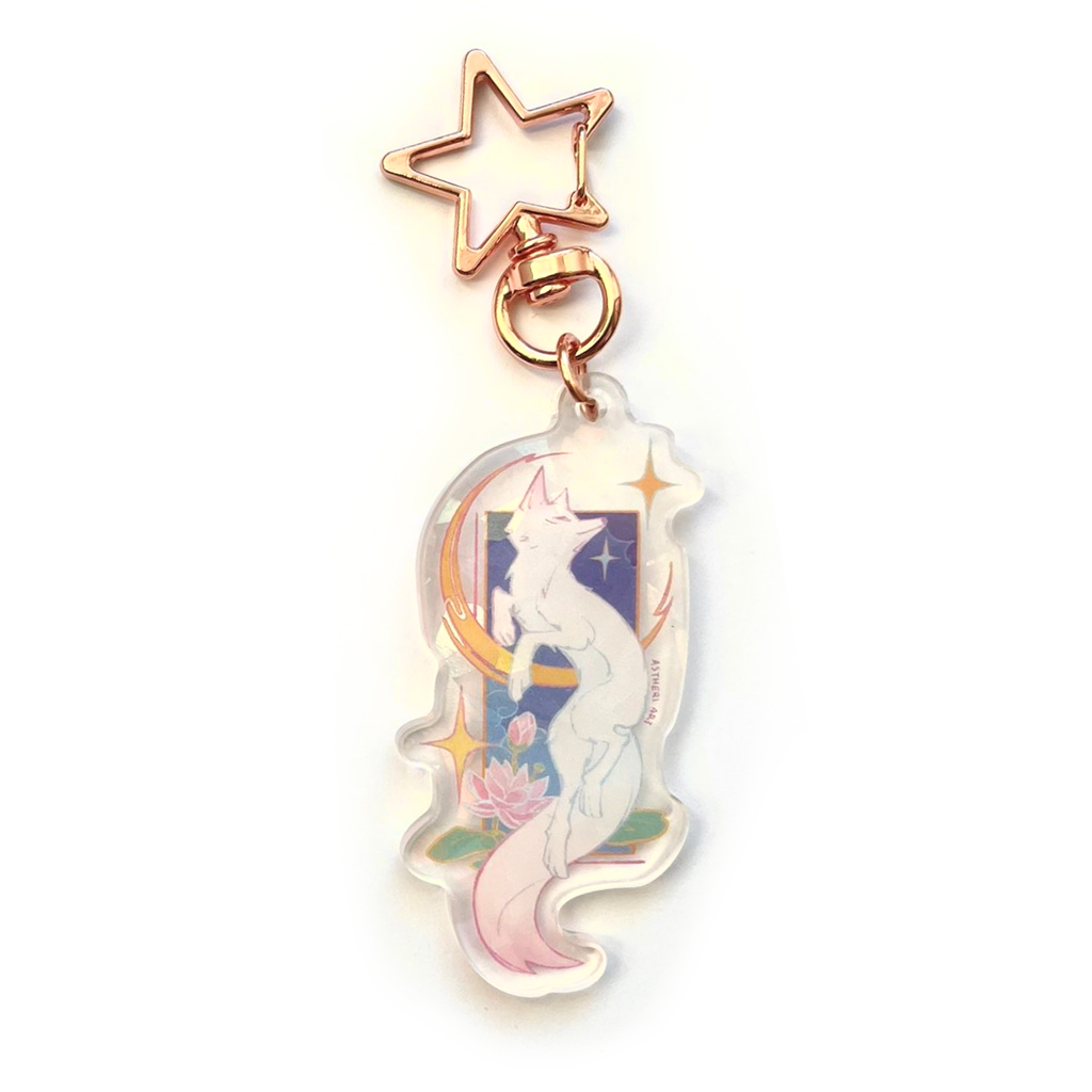 Moon Fox - Holo Acrylic Keychain - Partnership: Astheri Art