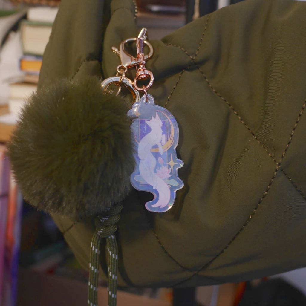 Moon Fox - Holo Acrylic Keychain - Partnership: Astheri Art