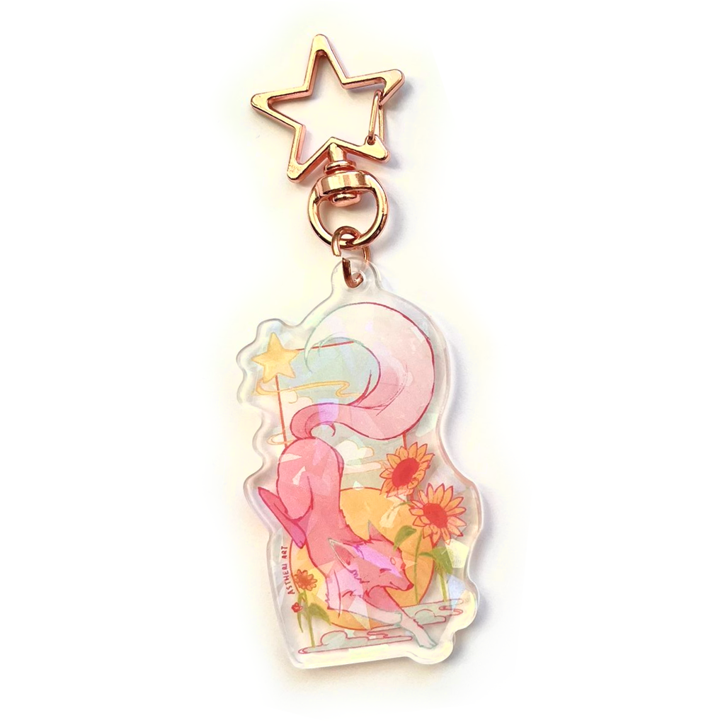 Sun Fox - Holo Acrylic Keychain - Partnership: Astheri Art