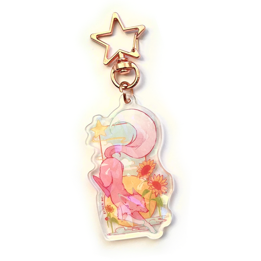 Sun Fox - Holo Acrylic Keychain - Partnership: Astheri Art