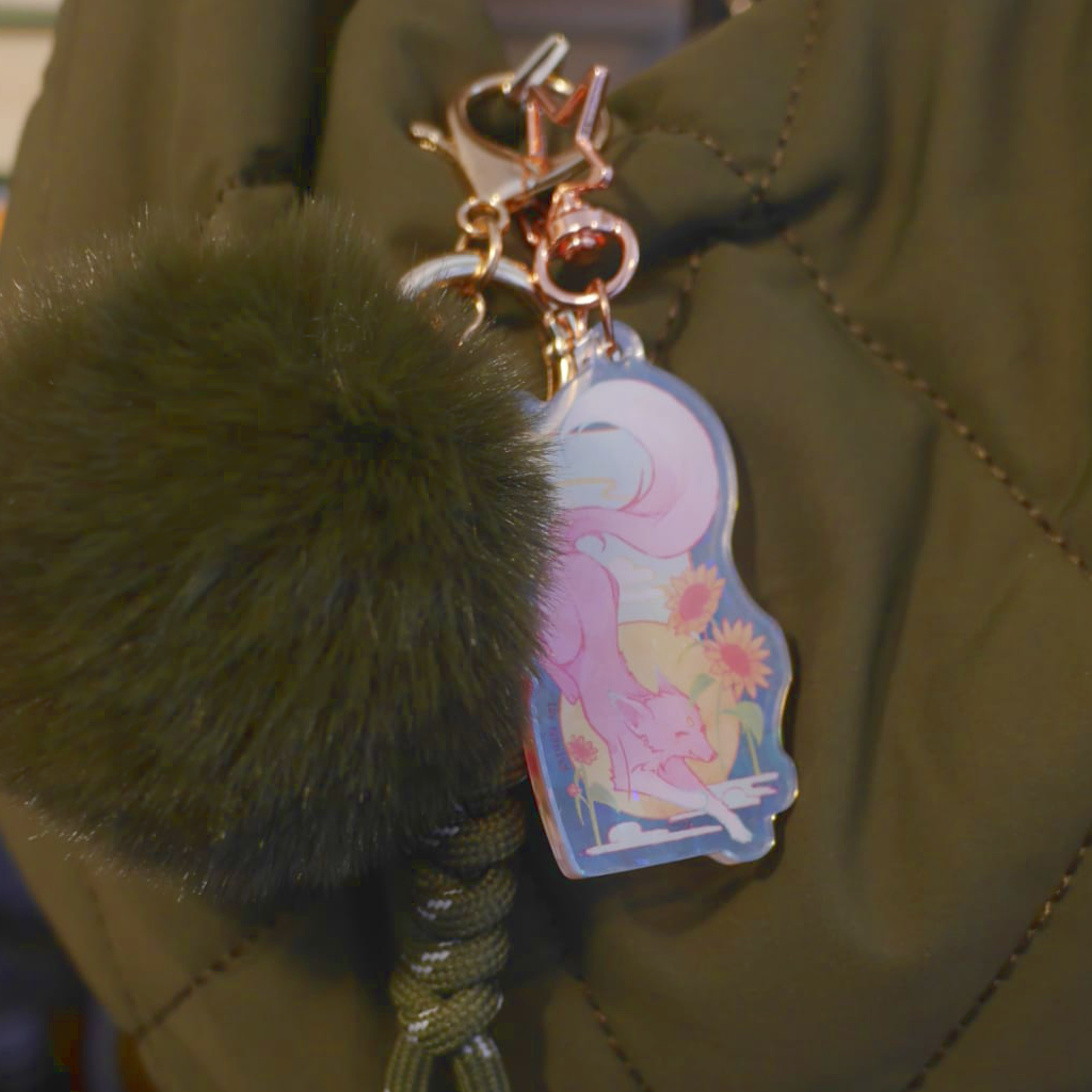 Sun Fox - Holo Acrylic Keychain - Partnership: Astheri Art