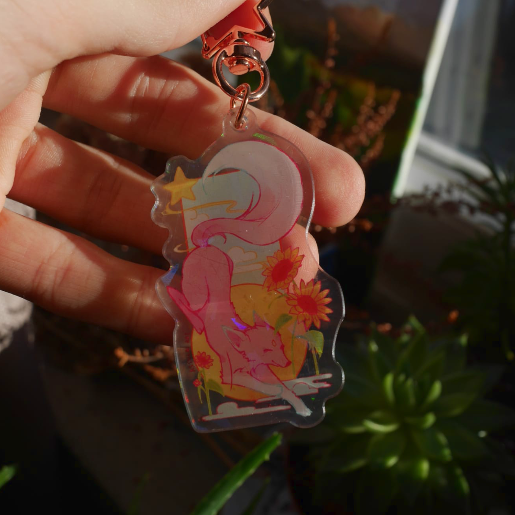 Sun Fox - Holo Acrylic Keychain - Partnership: Astheri Art